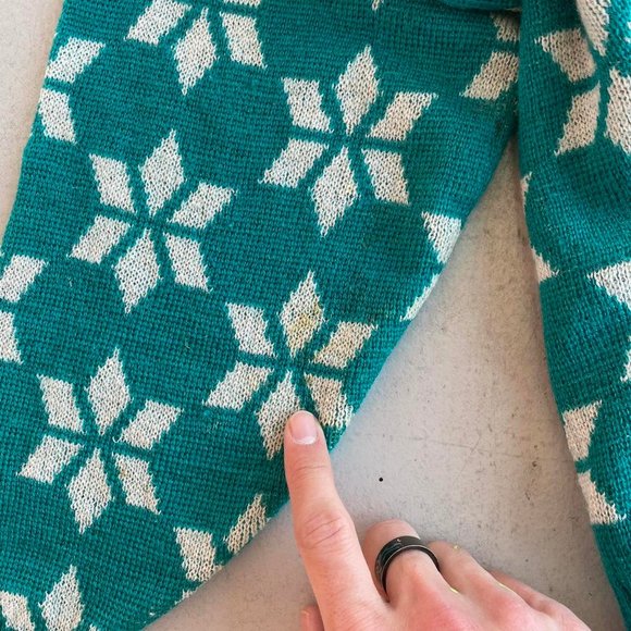 Vintage Green Snowflake Knit Sweater - Picture 3 of 4